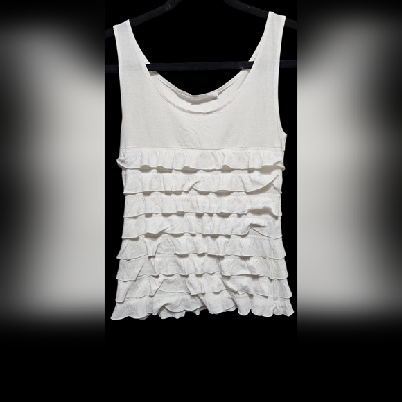 Promod Tops - Promod White Layered Ruffle Tank Top